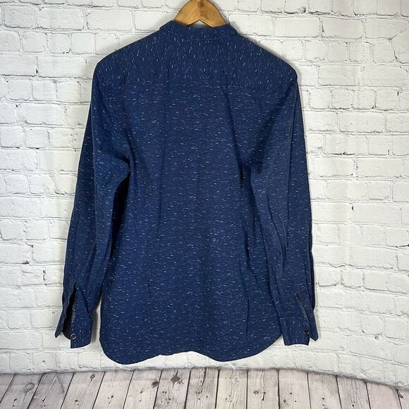 Ted Baker Pantheo Mens Blue Nepped Print Cotton Button Down size 5 XL - Picture 7 of 10